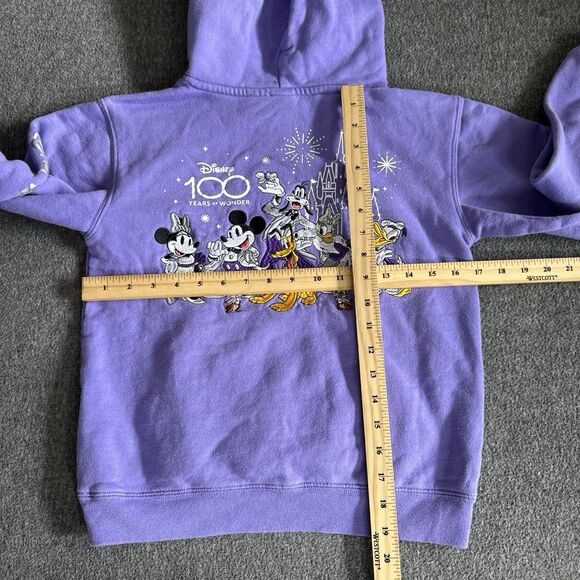 Disney 100 Years Of Wonder Hoodie Youth Kids 11/12 Purple Embroidered Sweatshirt - Picture 11 of 11